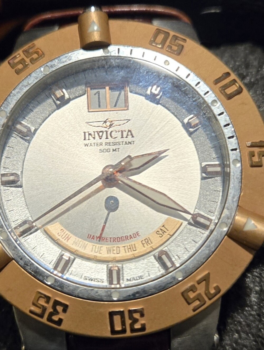 Invicta Two-Tone Watch with Rose Gold and Silver Dial